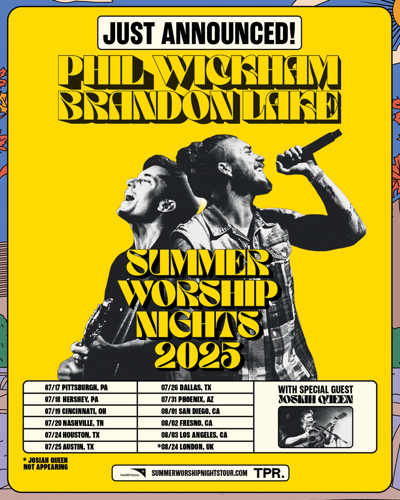 Phil Wickham & Brandon Lake Summer Worship Nights Tour Poster 2025